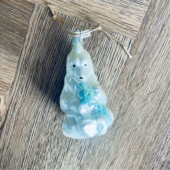 Polar Bear With Fish Blown Glass Christmas Ornament Made In Germany - Picture 1 of 6